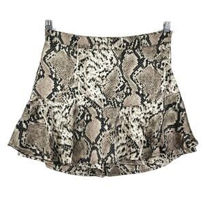 NWOT PARADISE USA Skort L Waist 31” Snakeskin Brown Flounce Zip Polyester